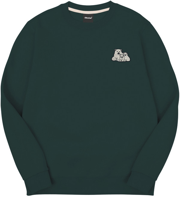 옥스타 남녀공용 폴라베어 패밀리 자수 특양면 맨투맨 5SSP012