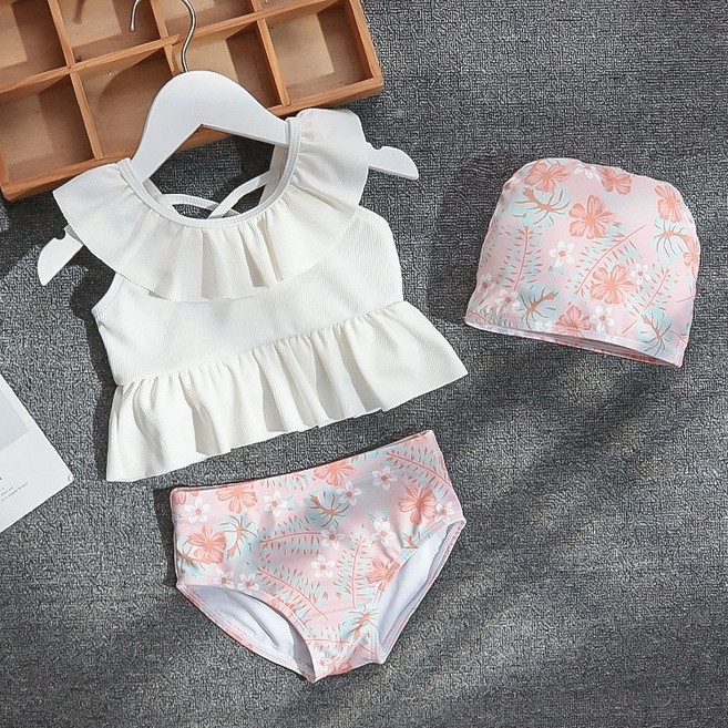 스타빈 여아용 러블리 수영복 상하의 + 모자 세트