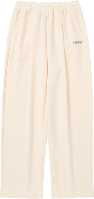 널디 남녀공용 스티치 로고 와이드 스웻팬츠