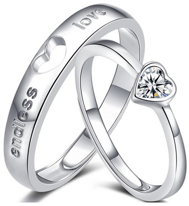 비아워게스트 여성용 펀칭 하트 오픈 반지 커플링 2종 세트