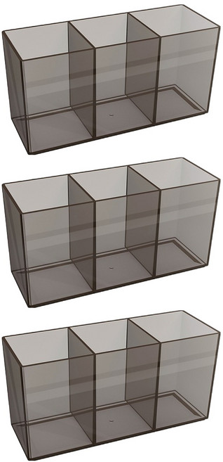 마켓피오 홈 pp 메이크업 브러쉬 3칸 투명 정리함, 타입2, 3개