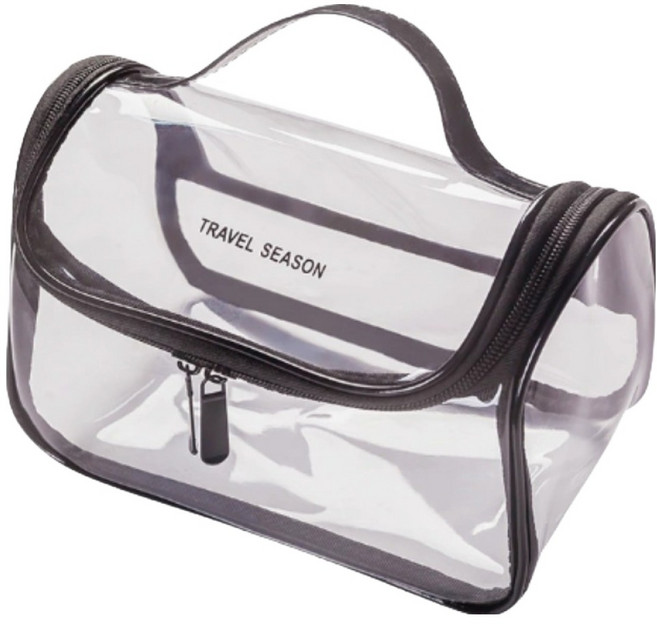 플로우코드 투명 PVC 다용도 방수 세면가방, 블랙