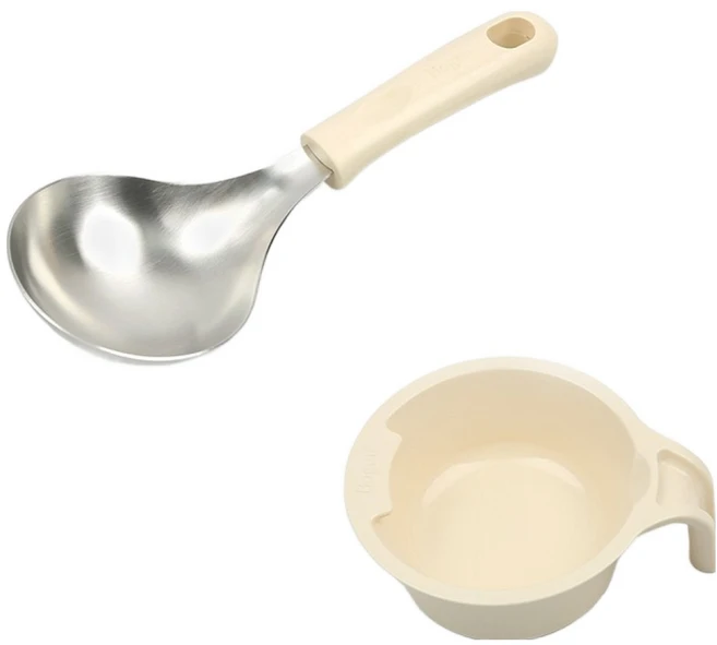 보겐 멀티 서빙 미니 국자 + 받침 세트, 바닐라, 1세트 - 쿠팡