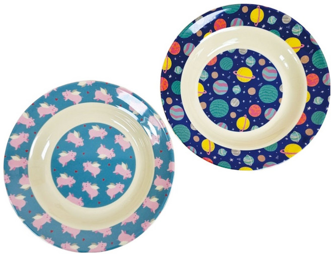 라이스 유아용 덴마크 접시 2종 세트, 피그, 행성, 1세트