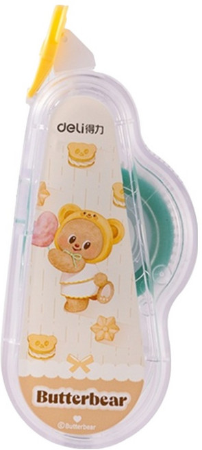 델리 버터베어 양면 풀테이프 6mm x 12m, 옐로우, 1개