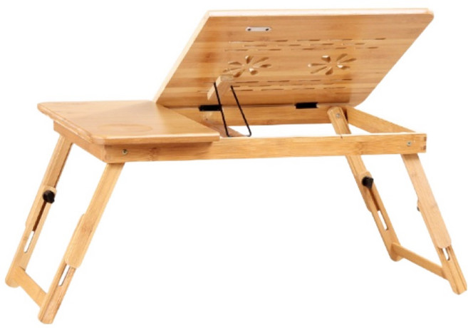 바이비드 심플 노트북 거치 베드 테이블, 원목색