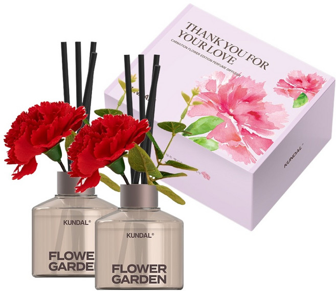 쿤달 퍼퓸 디퓨저 카네이션 에디션 선물세트, 플라워가든, 200ml, 2개