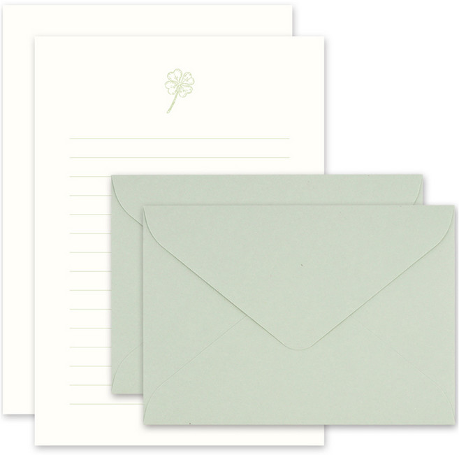 대시앤도트 에버모어 레터프레스 편지지 4p + 봉투 2p 세트, 03 wish clover, 2세트