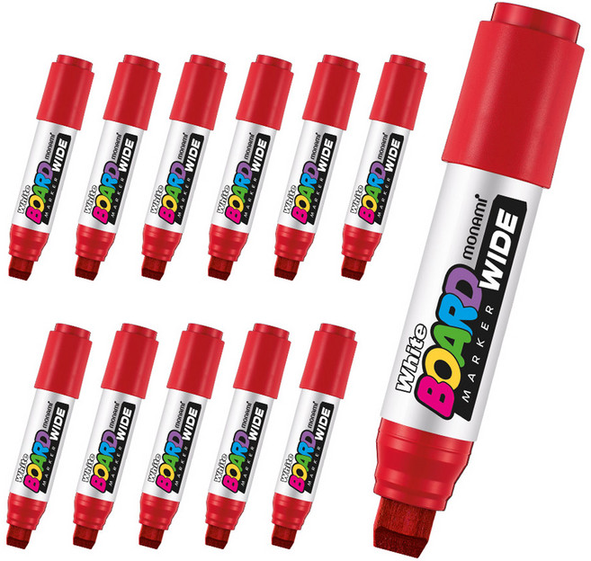 모나미 화이트 보드마카 와이드, 레드, 12개