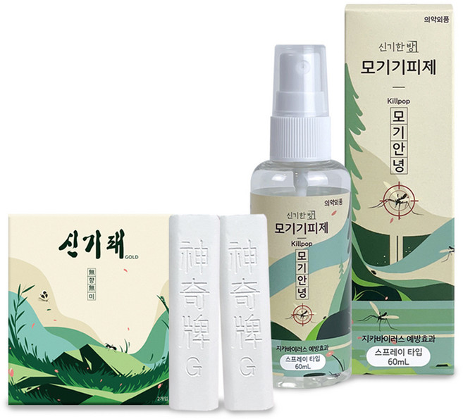 신기한방 신기패 바퀴벌레약 7g x 2p + 모기안녕 모기기피제 60ml 세트, 1개