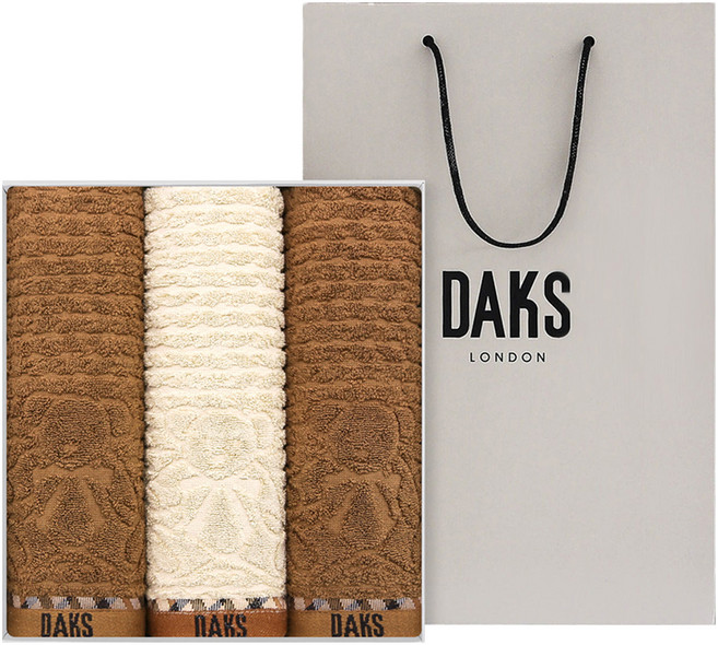 닥스 테디쟈가드 세면타월 170g 30수 면사 3p 선물세트 + 쇼핑백, 오트밀, 브라운, 1세트