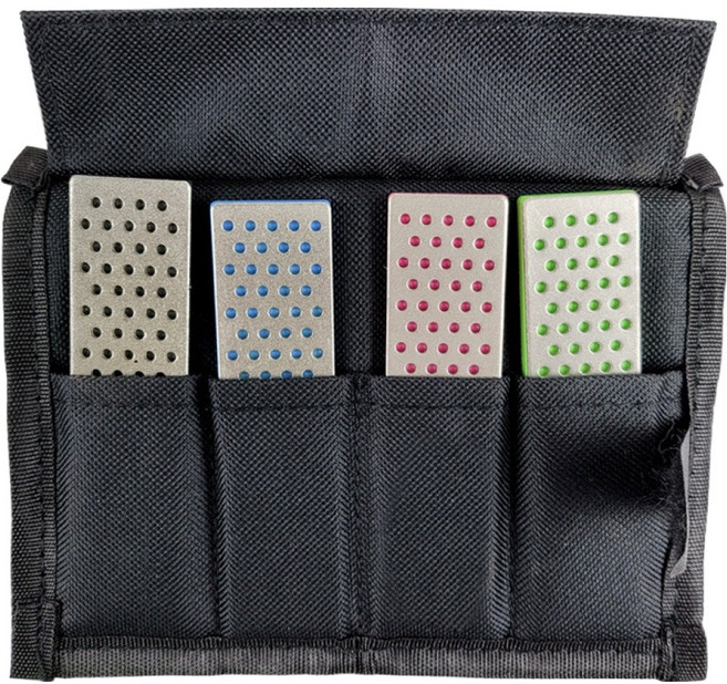 우드워커 휴대용 다이아몬드 숫돌 4종 + 파우치 검정색 세트, 1세트