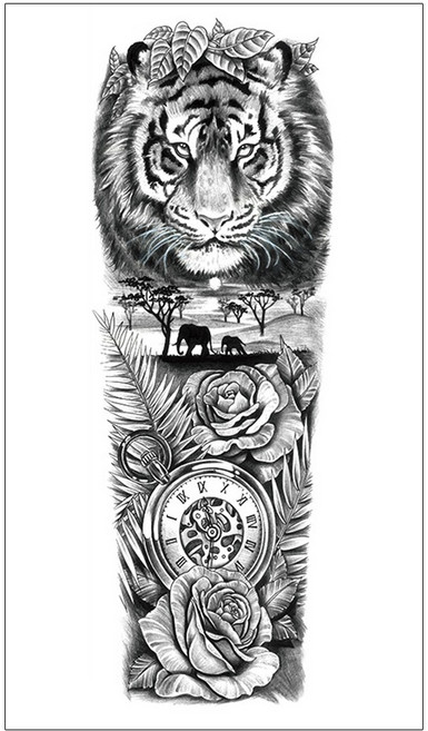 젤루나 남성용 긴팔 셀프 문신 타투 스티커, T-75, 1개