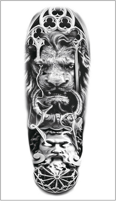 젤루나 남성용 긴팔 셀프 문신 타투 스티커, T-68, 1개