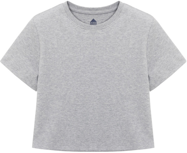 베이직하우스 여성용 라운드 크롭 반팔 티셔츠 LATS0202