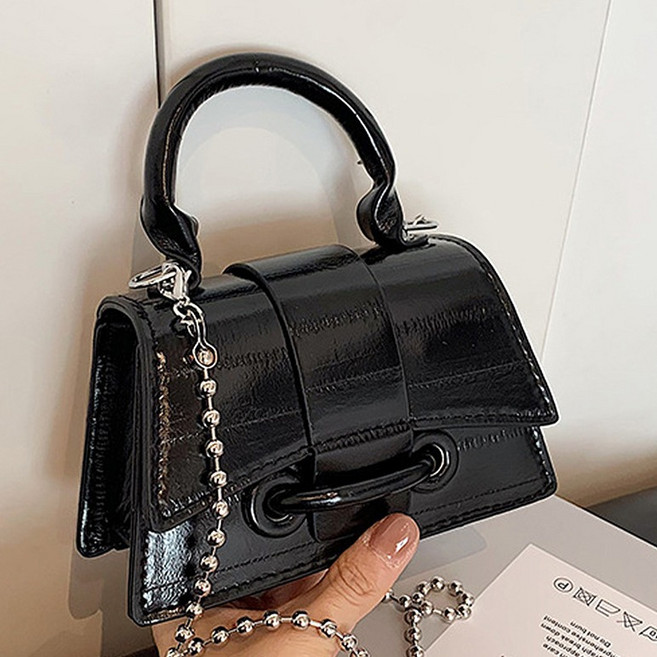 비비에모 스틸 체인 에나멜 더블 미니 핸드백 10419