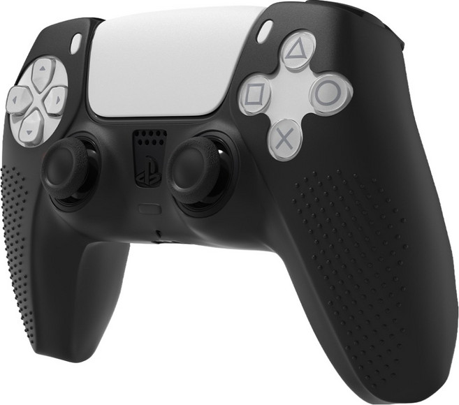 스페이스쉴드 소니 플레이스테이션 PS5 듀얼센스 호환 엠보 그립 미끄럼방지 논슬립 실리콘 커버 케이스, 블랙, 1개