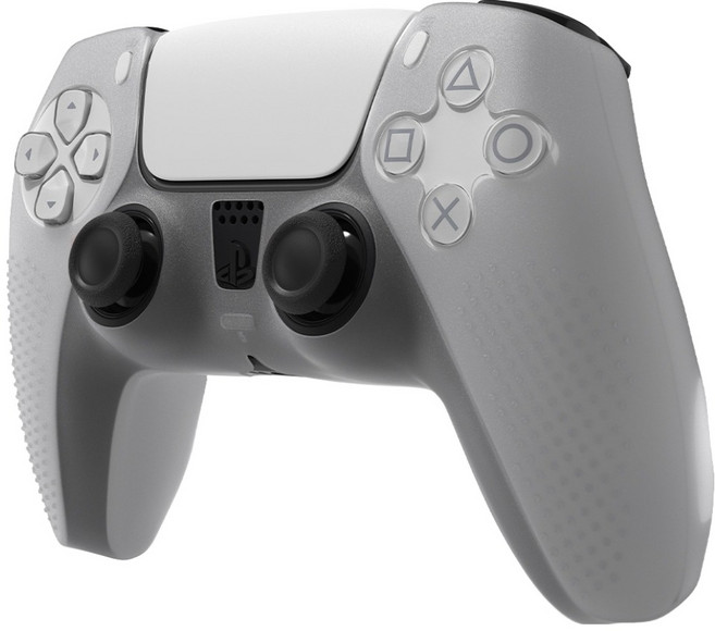 스페이스쉴드 소니 플레이스테이션 PS5 듀얼센스 호환 엠보 그립 미끄럼방지 논슬립 실리콘 커버 케이스, 투명, 1개