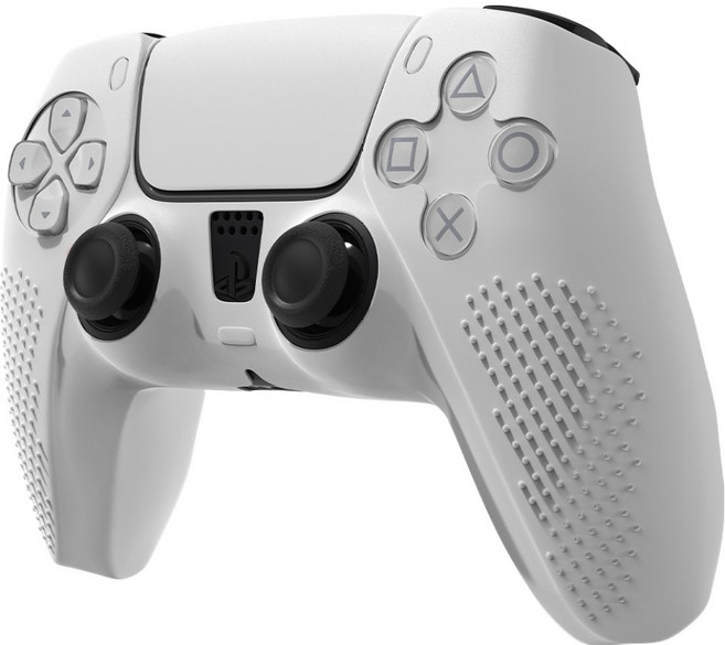 스페이스쉴드 소니 플레이스테이션 PS5 듀얼센스 호환 엠보 그립 미끄럼방지 논슬립 실리콘 커버 케이스, 화이트, 1개