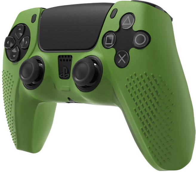 스페이스쉴드 소니 플레이스테이션 PS5 듀얼센스 호환 엠보 그립 미끄럼방지 논슬립 실리콘 커버 케이스, 그린, 1개
