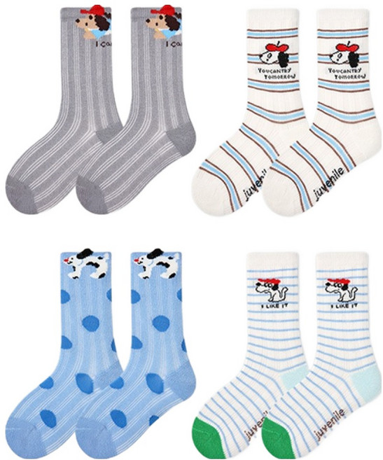 꼼제 남아용 SH 도그링 45 망사 양말 4종 세트