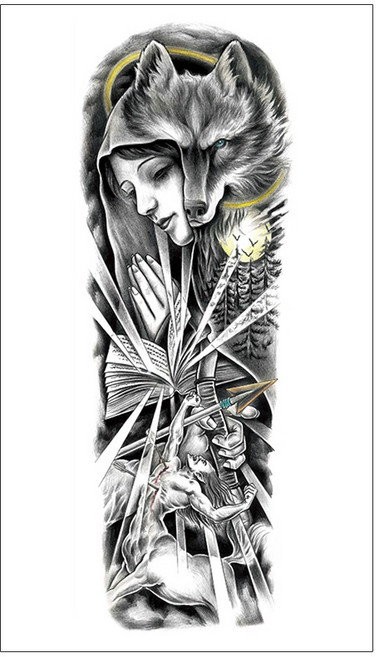 젤루나 남성용 긴팔 셀프 문신 타투 스티커, T-74, 1개