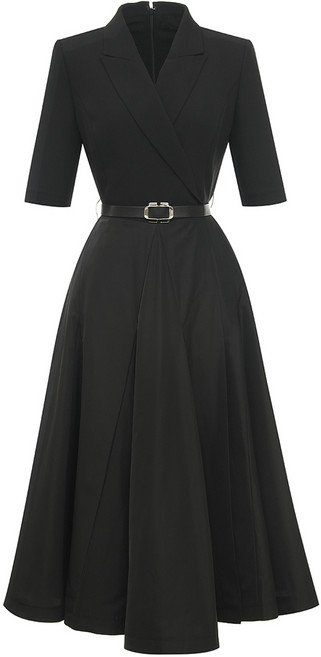 미니멈 여성용 카라넥 플레어 원피스