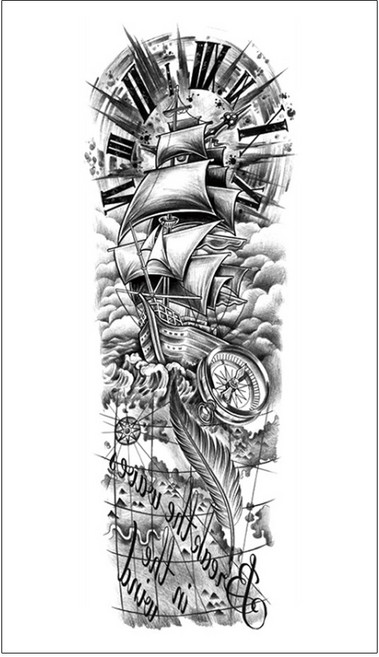 젤루나 남성용 긴팔 셀프 문신 타투 스티커, T-72, 1개