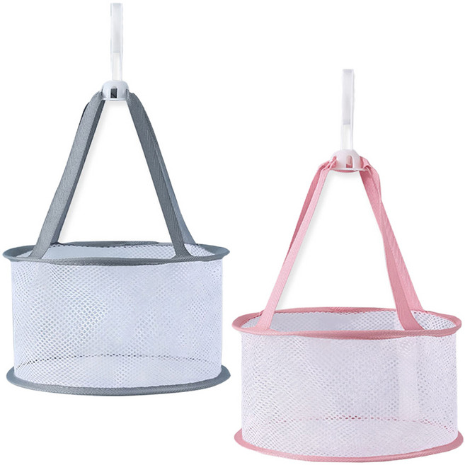 원이네 고리형 미니 빨래 브러쉬 건조 걸이 2종 세트, 그레이, 핑크