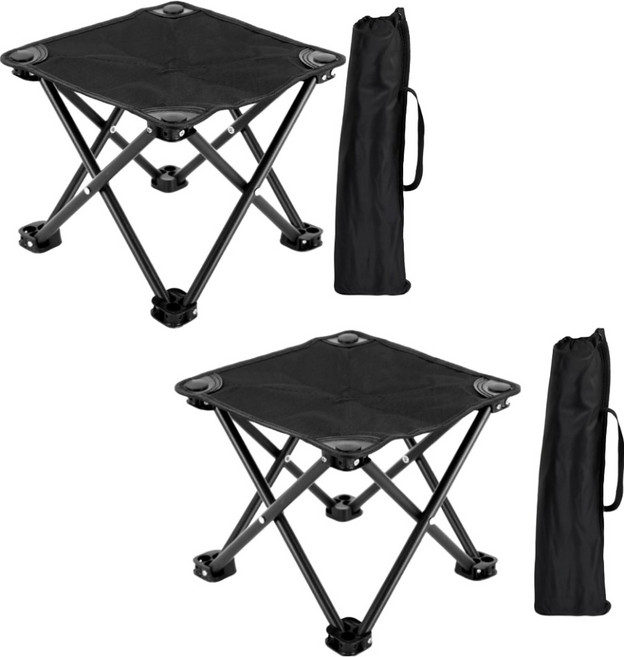 비긴투올 옥스포드천 접이식 의자 휴대용 캠핑 체어 대형, 블랙, 2개