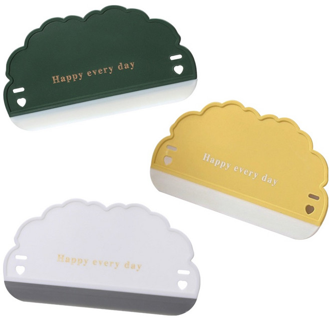 갠지라이프 무자국 물기제거시 유리 닦이 구름형 3종 세트, 화이트, 그린, 옐로우, 1세트