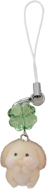 비아워게스트 네잎클로버 아기토끼 행운 키링 핸드폰줄, 옐로우, 1개