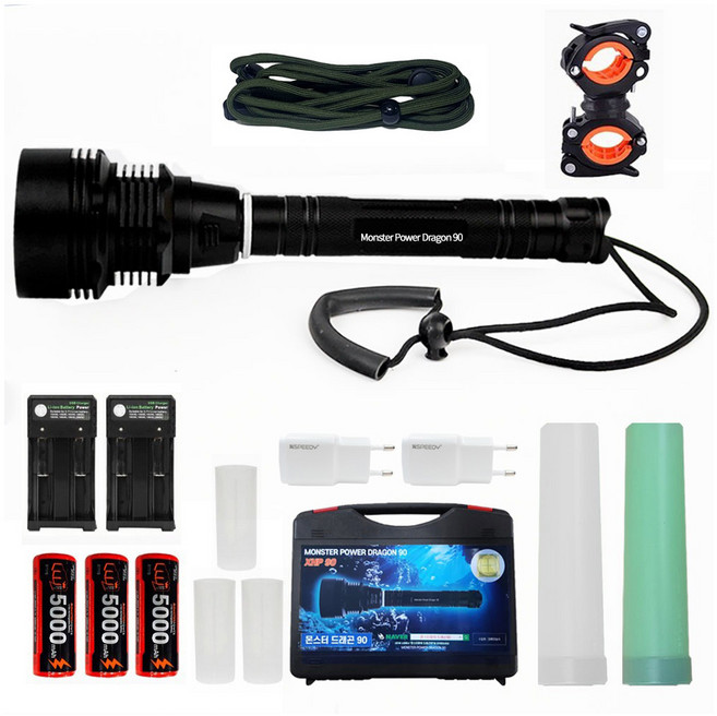 몬스터파워드래곤 90 대륙의 실수 XHP90 방수 수중 랜턴, 혼합색상, 1세트