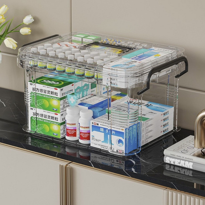 그뤠잇라이프 스마트 정리 구급함 투명 대형, 1개