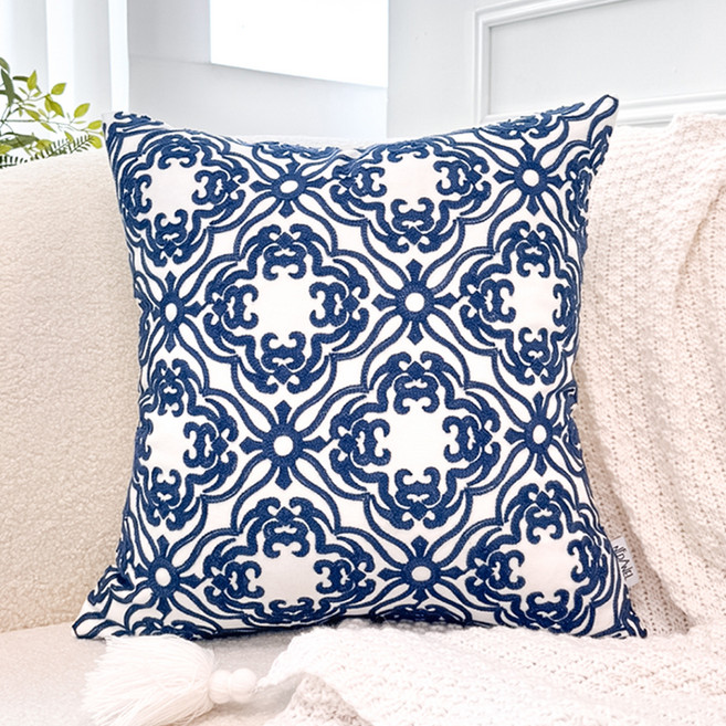 느다넬 인테리어 고급 소파 쿠션, 네이비피오니