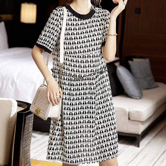 아뗄릭 캣츠 로고 허리 프릴 데일리 원피스 10353 빅사이즈 포함