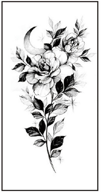 젤루나 플라워 바디 포인트 셀프 문신 타투 스티커, T-48, 1개