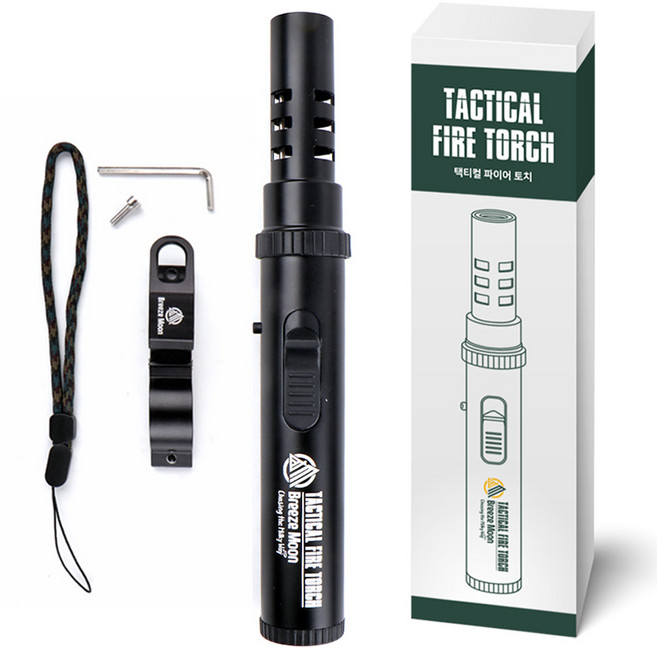 브리즈문 데블 택티컬 토치 캠핑 휴대용 + 전용 악세서리 세트, 블랙, 1개