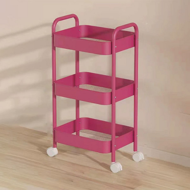 앞날창창 인테리어 포인트 트롤리, 로즈레드, 3단