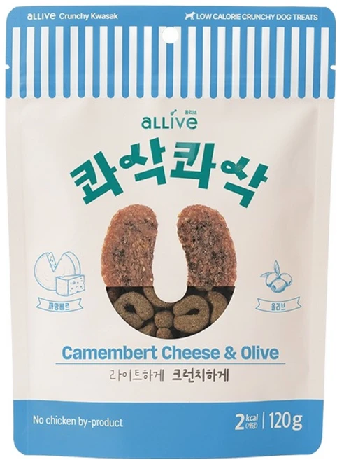 대주펫푸드 올리브 강아지 콰삭콰삭 쿠키 트릿 간식, 120g, 1개, 혼합맛(까망베르치즈/올리브) - 쿠팡