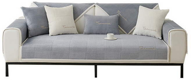 Freemande 刺繡牛奶絨防滑沙發墊/3人坐墊