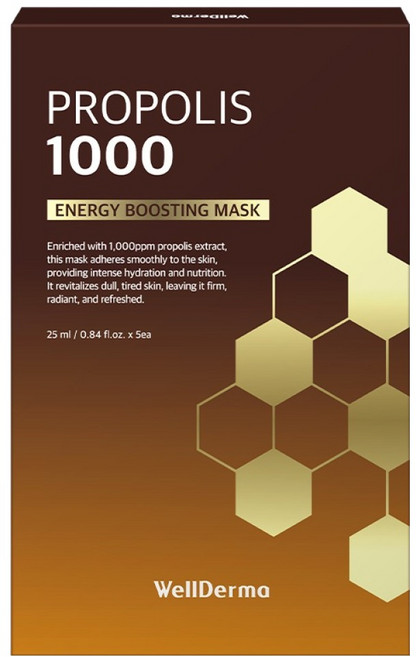 웰더마 프로폴리스 1000 에너지 부스팅 마스크팩, 1개, 5개입