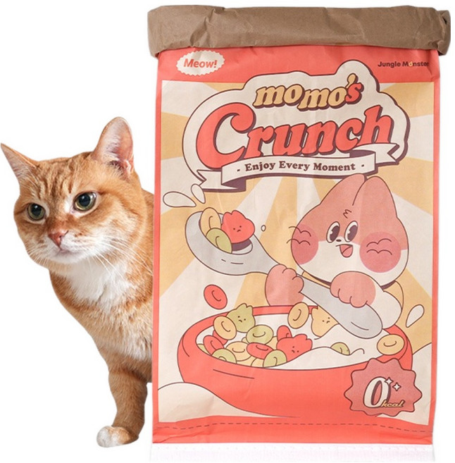 정글몬스터 고양이 모모의 크런치백 바스락 숨숨집, 오렌지, 1개