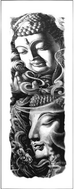 젤루나 남자 블랙 긴팔 셀프 문신 타투 스티커, T-64, 1개