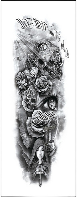 젤루나 남자 블랙 긴팔 셀프 문신 타투 스티커, T-57, 1개