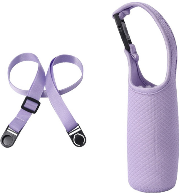 생활과주방 파스텔 네오프렌 핸디형 텀블러 파우치 300~400ml + 스트랩 세트, 퍼플, 1개