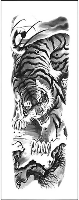 젤루나 남자 블랙 긴팔 셀프 문신 타투 스티커, T-59, 1개