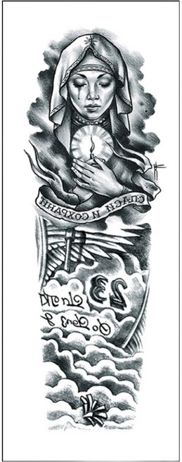 젤루나 남자 블랙 긴팔 셀프 문신 타투 스티커, T-78, 1개