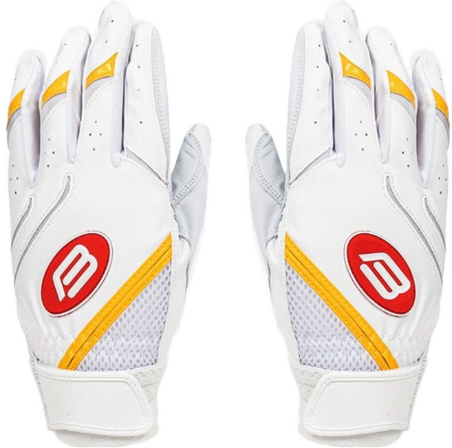 비비케이 and Yellow 배팅장갑 세트 BG395 양손용, 화이트옐로우, 1세트