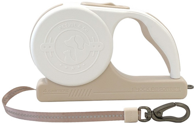 펫줄앤코 반려견 자동 리드줄, 1개, 베이지